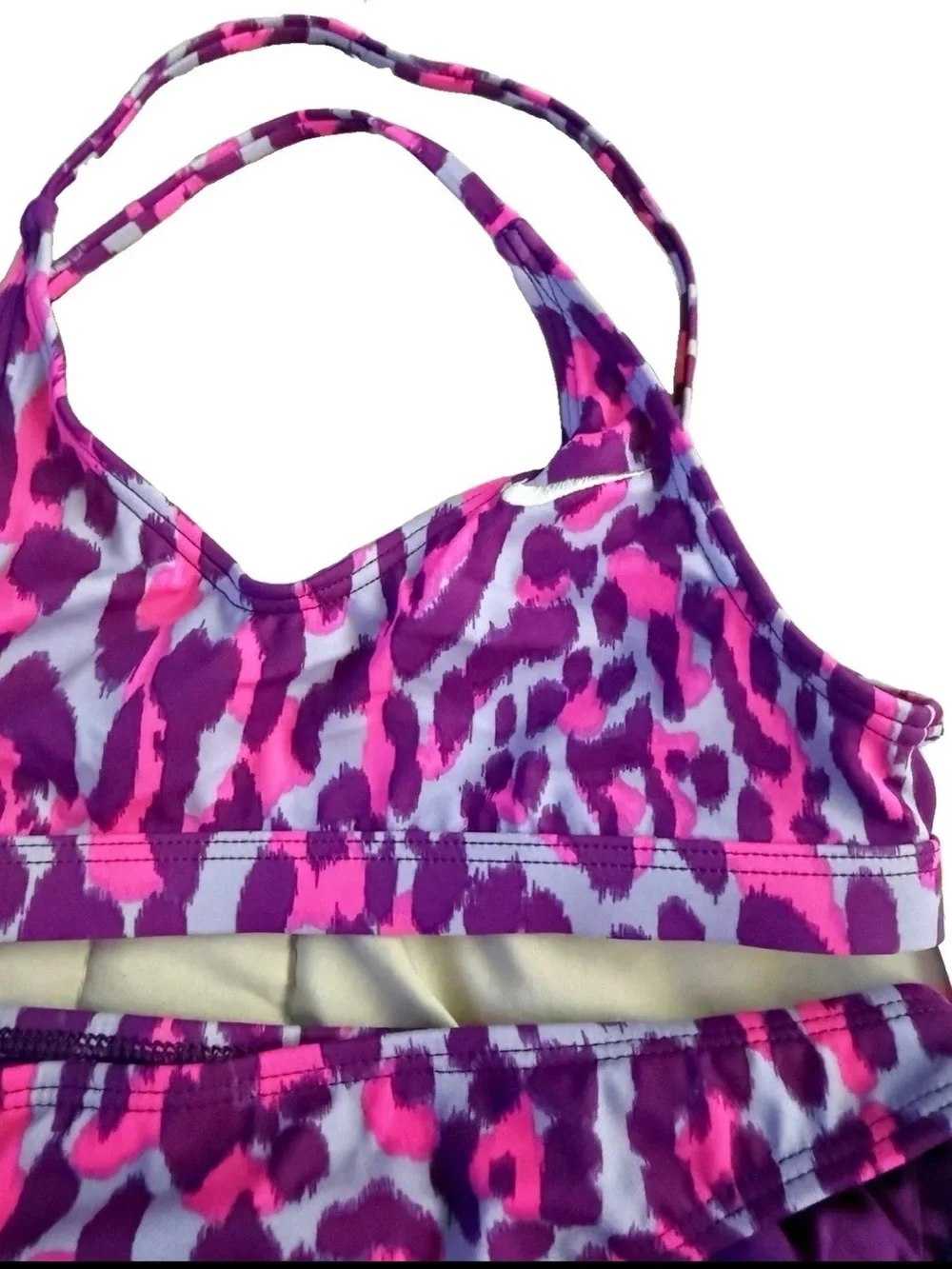 Nike Girls S Pink Purple Animal Print 2 Piece Swimsuit NWT